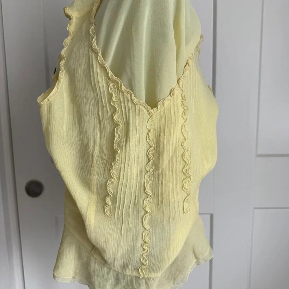Women's Yellow Sleeveless Blouse, Side Zip,with Silk Lining by Ann Taylor, Sz S - Picture 4 of 6